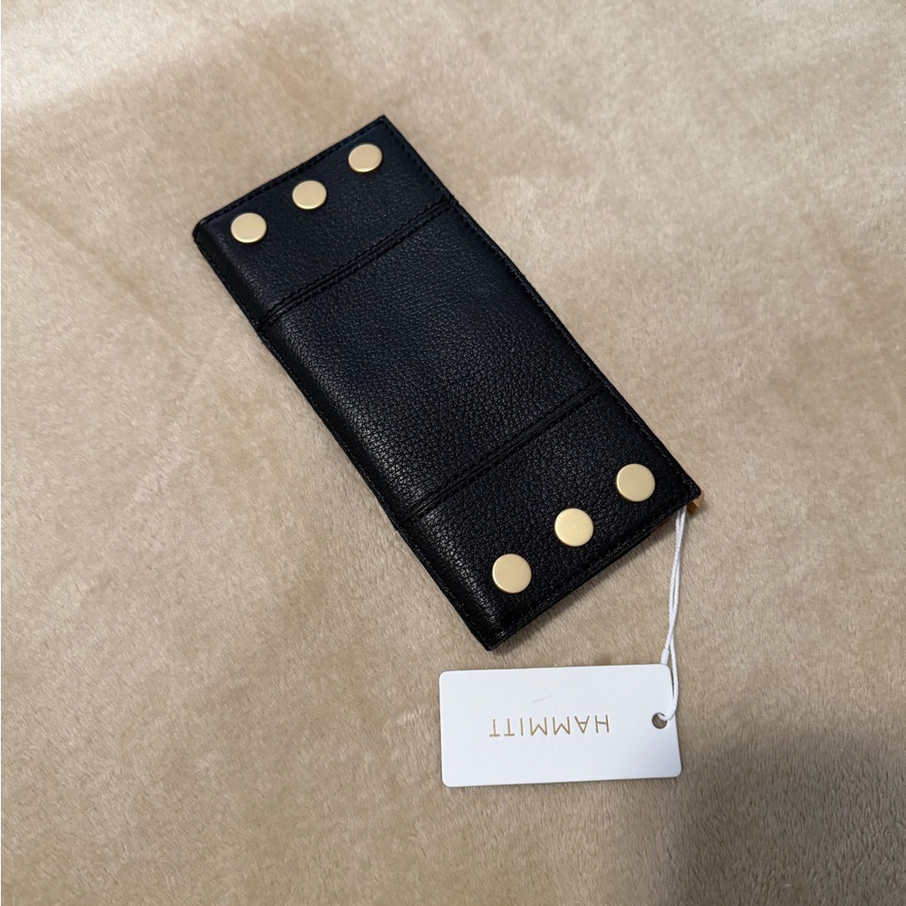 Hammitt Black Card Holder with Gold Accents